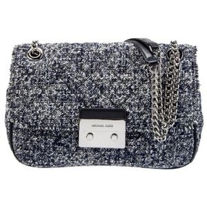 Michael Kors Blue and Black Tweed Shoulder Bag